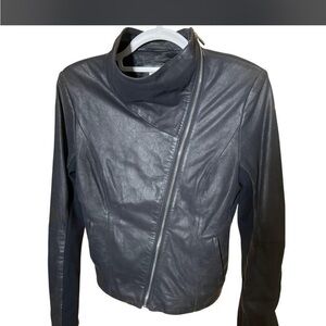 217 LAMARQUE Collection Asymmetrical Leather Jacket